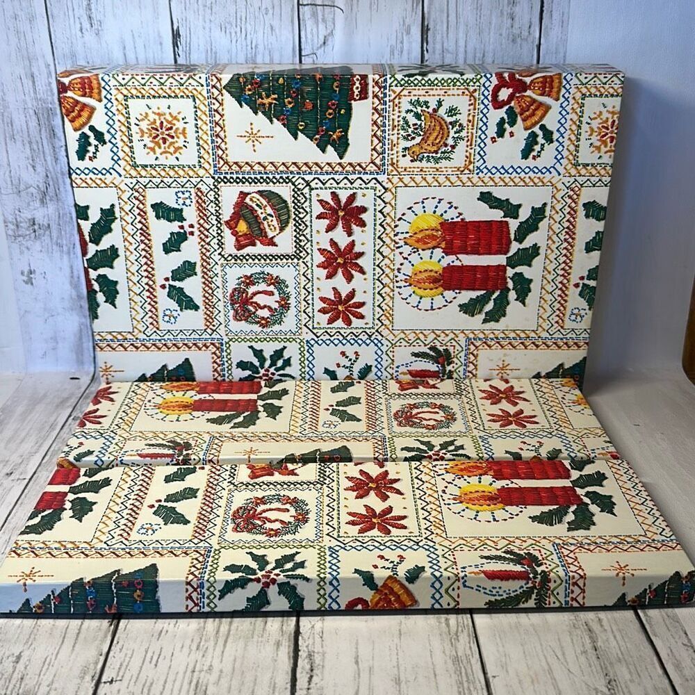 Vintage Christmas Gift Boxes Poinsettia Christmas Tree Heavy Duty‎ Unique set 7